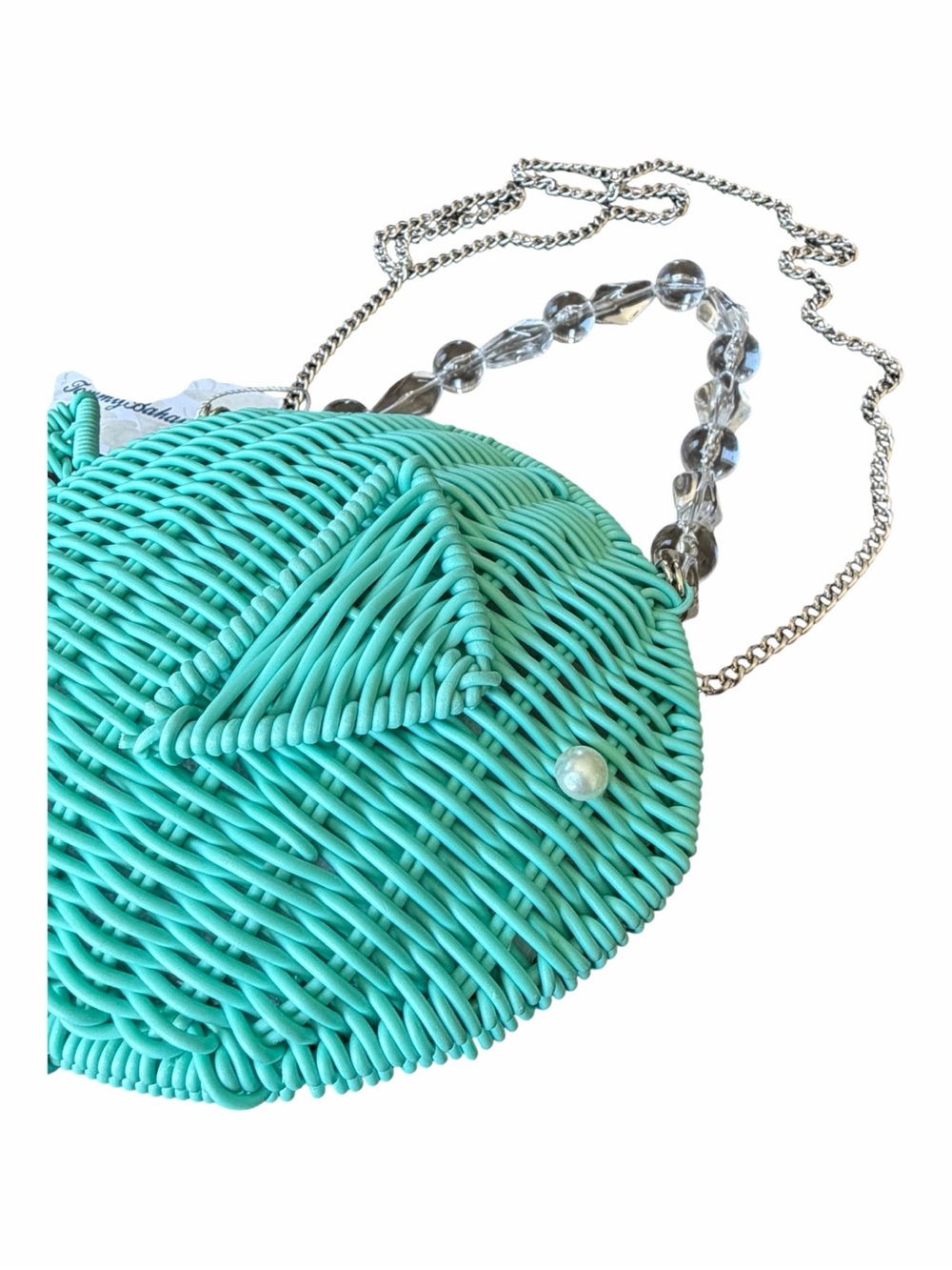 TOMMY BAHAMA FISH Clutch Bag Natural Woven Gold Chain Strap NWT - Picture 3 of 5